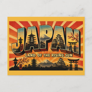 Postal Japón Tierra del Sol Naciente Arte de Viaje Vintag