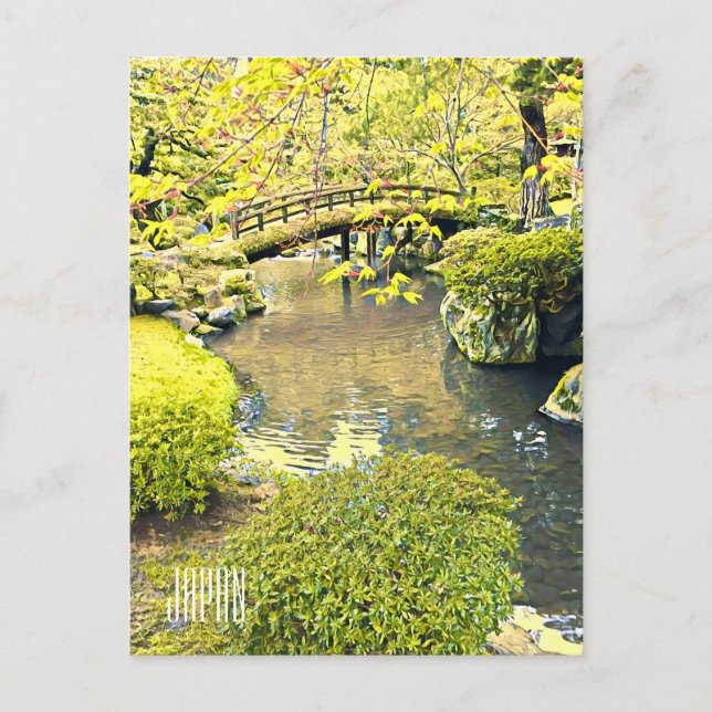 Postal Japón viaja con el tradicional jardín japonés (Anverso)