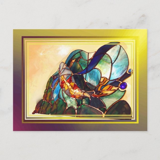 Postal japonés Koi Fish Innovador Arte (Anverso)