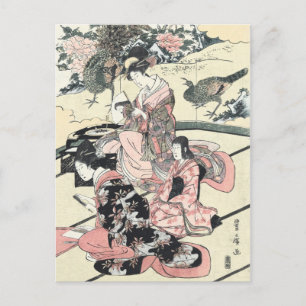 Postal Japonés Ukiyo-e Daimyo ningún okuzashiki por