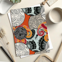 Postal japonesa con bolas y remolinos