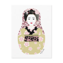 Postal japonesa Geisha Matryoshka