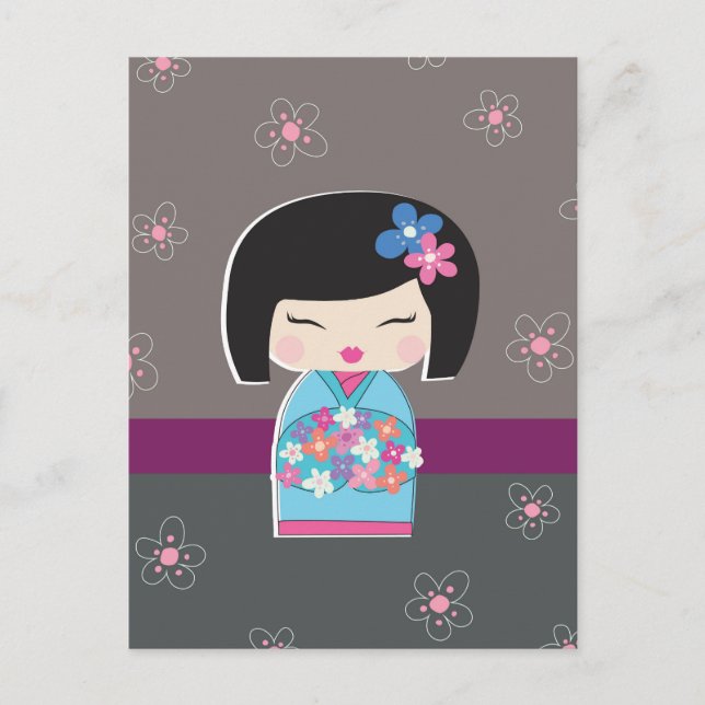 Postal japonesa para muñecas kokeshi (Anverso)