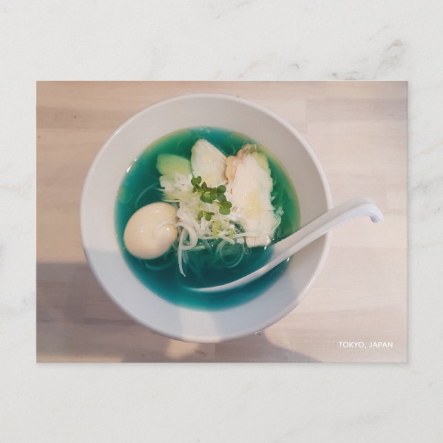 Postal Japoneses de fideos Ramales Fotografía azul Tokio  (Anverso)