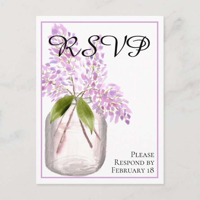 Postal Jar de la boda acuarela rusa de Lilacs RSVP (Anverso)