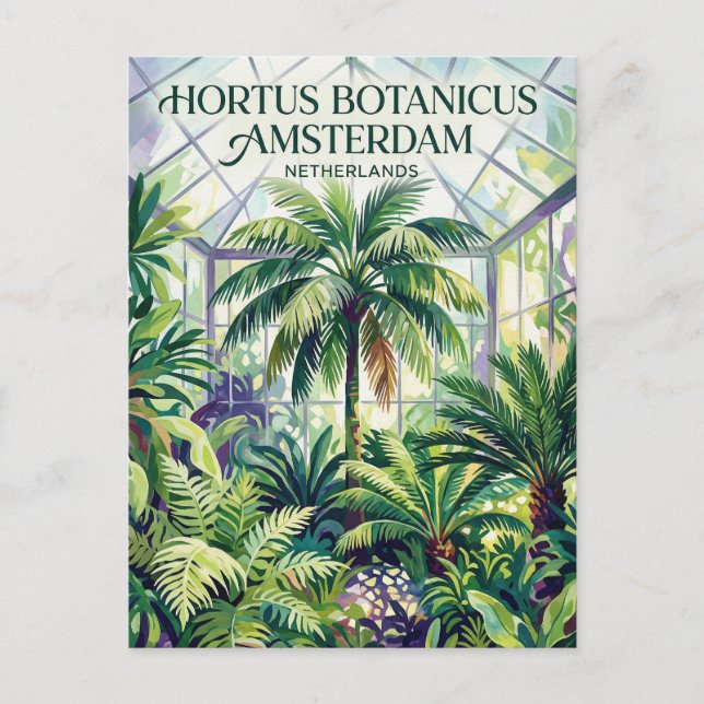 Postal Jardín Botánico de Ámsterdam Países Bajos (Anverso)