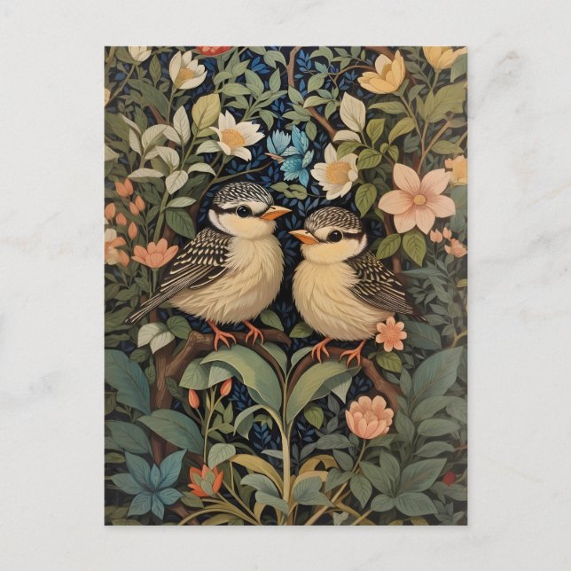Postal Jardín Botánico de Dos Aves Infantiles Cutas (Anverso)