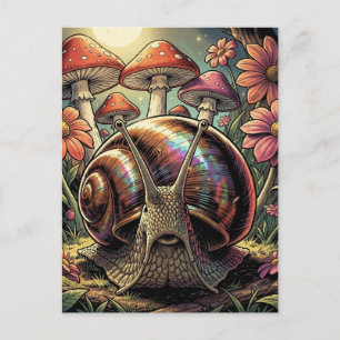 Postal Jardín Caprichoso de Caracol y Hongos Cósmicos