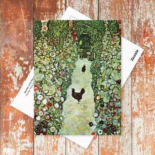 Postal Jardín con gallos Gustav Klimt