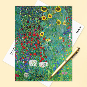 Postal Jardín con girasoles Gustav Klimt