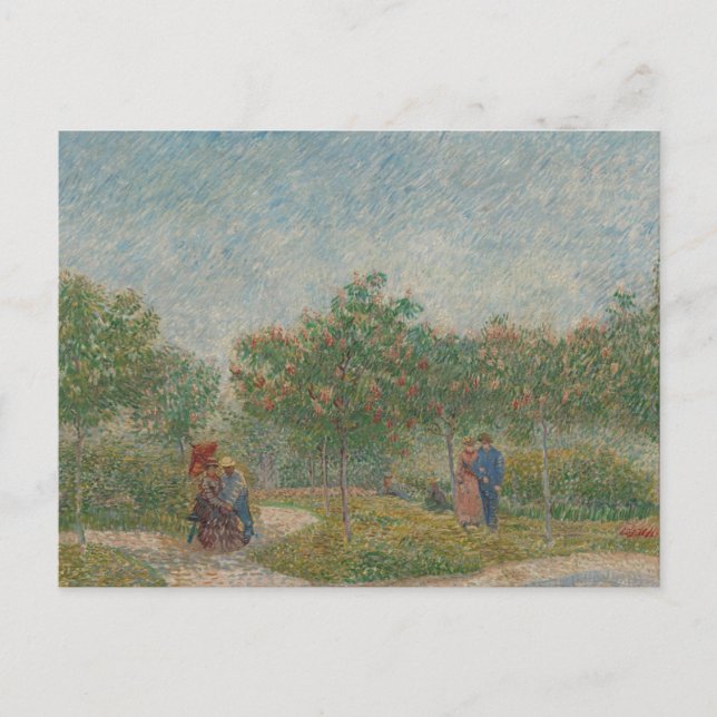 Postal Jardín con parejas cortejando por Vincent Van Gogh (Anverso)