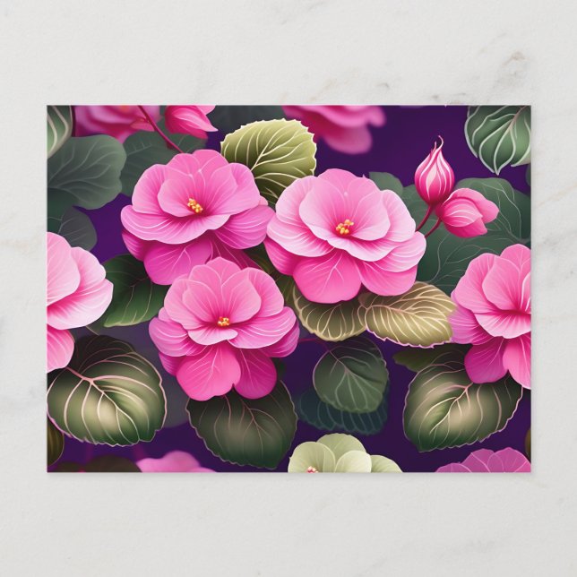 Postal Jardín de Begonias en Flor Floral (Anverso)