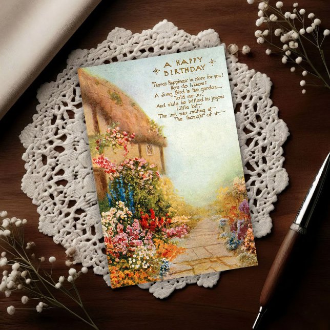 Postal Jardín de Cabaña Antiguo Cumpleaños 1917 (Subido por el creador)