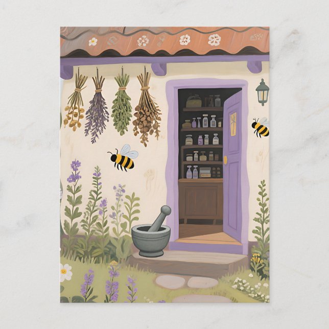 Postal Jardín de Cabaña de Hierbas Caprichosas (Anverso)