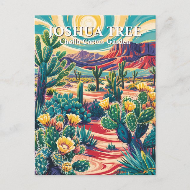 Postal Jardín de Cactus Cholla de Van Gogh moderno Joshua (Anverso)