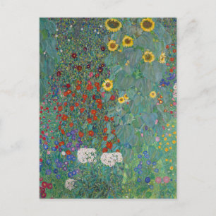 Postal Jardín de campo con girasoles   Gustav Klimt