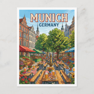 Postal Jardín de cerveza Viktualienmarkt Múnich Alemania