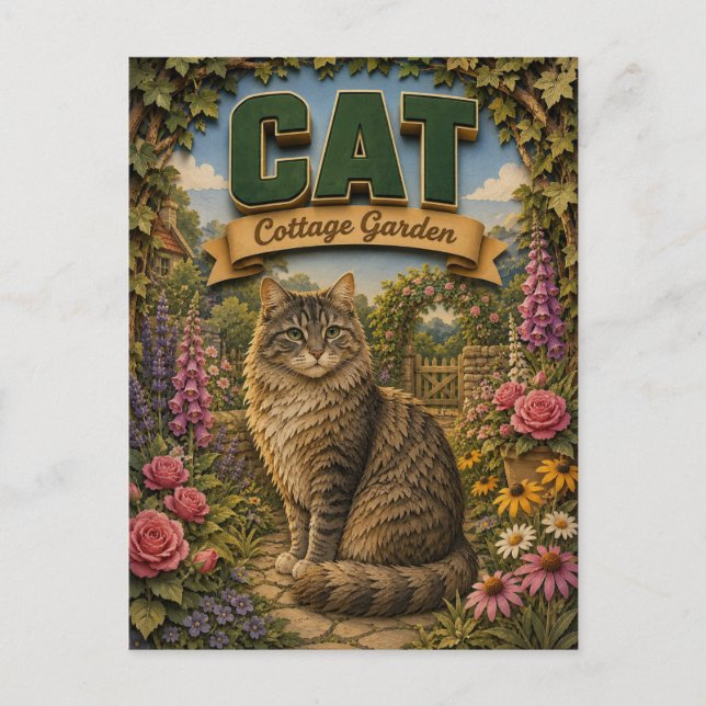 Postal Jardín de Cottage de Gato POPCUT (Anverso)