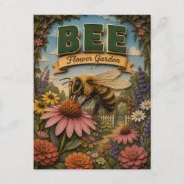 Postal Jardín de flores de abeja POPCUT
