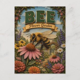 Postal Jardín de flores de abeja POPCUT