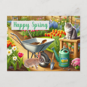 Postal Jardín de flores de primavera Tulipanes