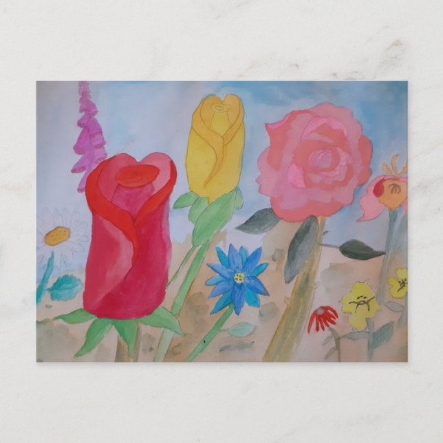 Postal Jardín de flores de verano (Anverso)