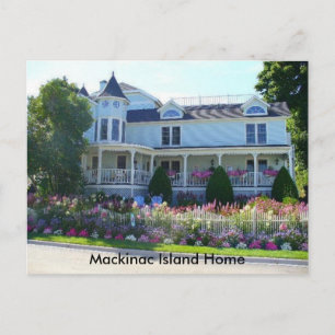 Postal Jardín de flores del hogar de la isla Mackinac