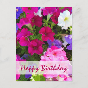 Postal jardín de flores feliz cumpleaños