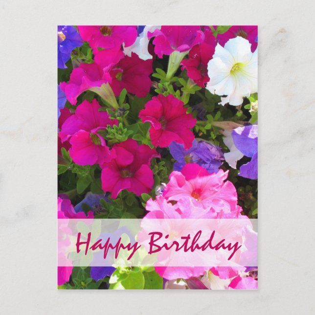 Postal jardín de flores feliz cumpleaños (Anverso)