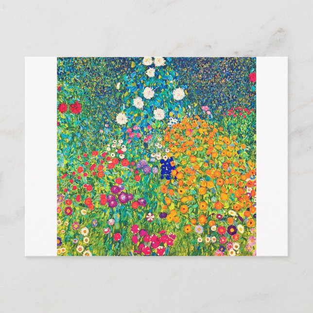 Postal Jardín de flores, Gustav Klimt (Anverso)