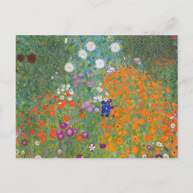 Postal Jardín de flores por Gustav Klimt (Anverso)