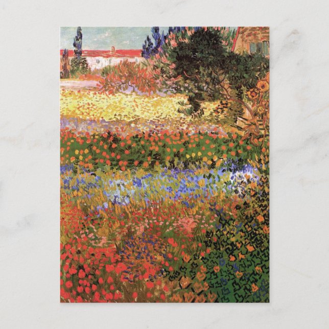 Postal Jardín de flores por Vincent van Gogh (Anverso)
