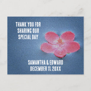 Postal Jardín de flores rosadas agradecimiento a invitado