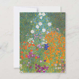 Postal Jardín de flores vibrantes - Gustav Klimt