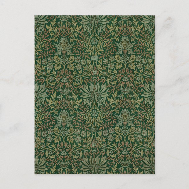 Postal Jardín de flores William Morris - Verdes (Anverso)