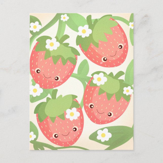 Postal Jardín de Fresas Bonito (Anverso)