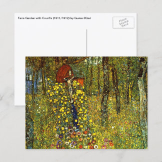 Postal Jardín de granja con crucifijo de Gustav Klimt