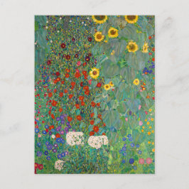 Postal Jardín de granja con girasoles por Gustav Klimt