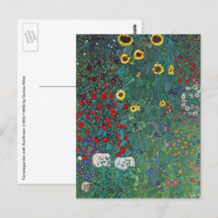 Postal Jardín de granjero con Girasol de Klimt, Flores Vi