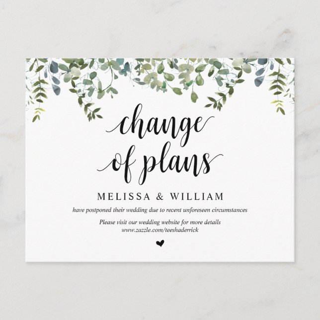 Postal Jardín de la vegetación, cambio de planes, pospues (Anverso)