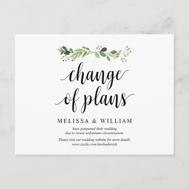 Postal Jardín de la vegetación, cambio de planes, pospues (Anverso)