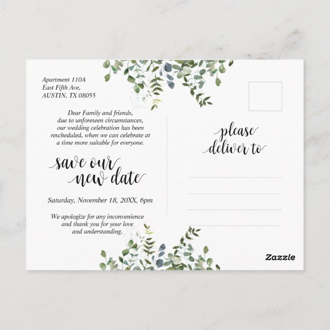 Postal Jardín de la vegetación, el amor es paciente, posp (Reverso)