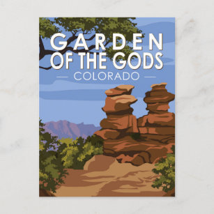 Postal Jardín de los dioses del Vintage de Colorado