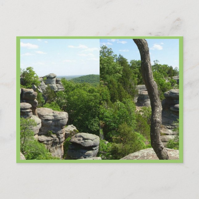 Postal Jardín De Los Dioses-Sur De Illinois. Esterografía (Anverso)