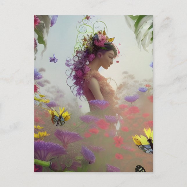 Postal Jardín de mariposa AI generada (Anverso)
