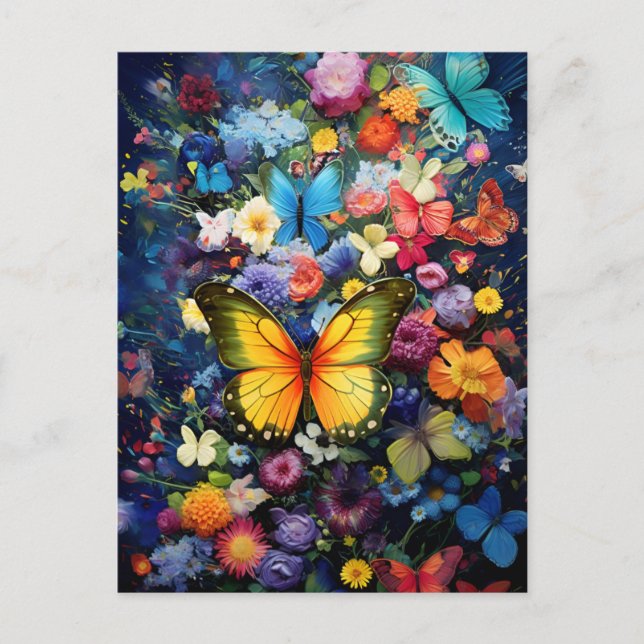 Postal Jardín de mariposas (Anverso)