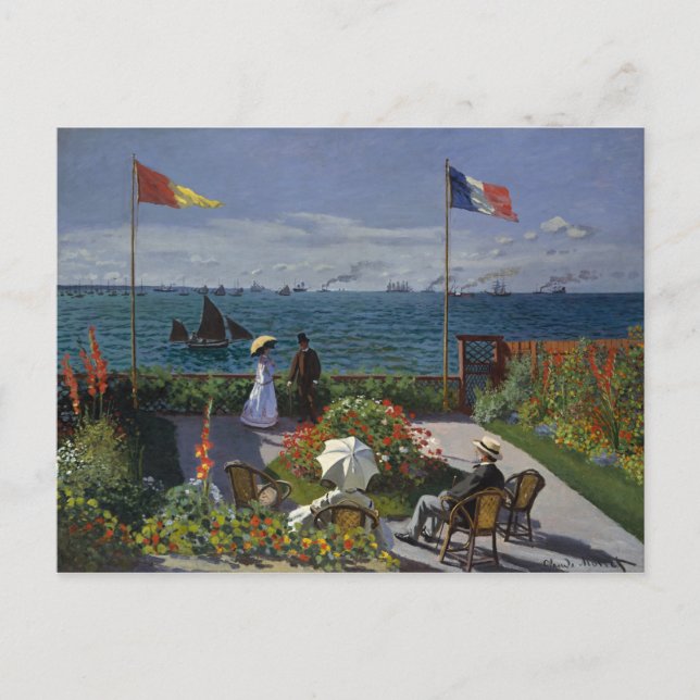 Postal Jardín de Monet en la pintura de Sainte-Adresse (Anverso)