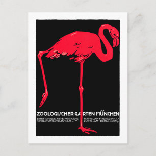 Postal Jardín de Munich Flamingo Viajes Arte