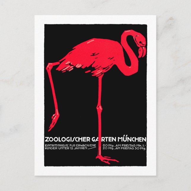 Postal Jardín de Munich Flamingo Viajes Arte (Anverso)