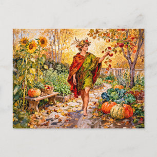 Postal Jardín de otoño del dios romano Fauno